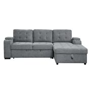 Gray fabric upholstery sleeper sectional sofa with storage by Acme additional picture 5