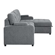 Gray fabric upholstery sleeper sectional sofa with storage by Acme additional picture 6