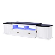 White & black high gloss finish TV stand w/ led touch light by Acme additional picture 2
