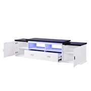 White & black high gloss finish TV stand w/ led touch light by Acme additional picture 4