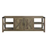 Rustic oak finish barn door design TV stand by Acme additional picture 3