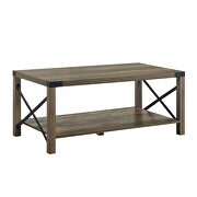 Rustic oak finish x shape slat coffee table by Acme additional picture 3