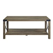 Rustic oak finish x shape slat coffee table by Acme additional picture 4