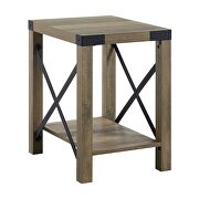 Rustic oak finish x shape slat coffee table by Acme additional picture 5