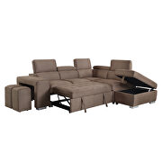 Brown fabric upholstery sleeper sectional sofa by Acme additional picture 2