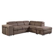 Brown fabric upholstery sleeper sectional sofa by Acme additional picture 3