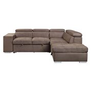 Brown fabric upholstery sleeper sectional sofa by Acme additional picture 4