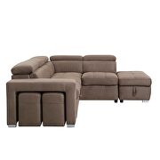 Brown fabric upholstery sleeper sectional sofa by Acme additional picture 5