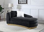 Black velvet upholstery and gold detail on the base sofa by Acme additional picture 2