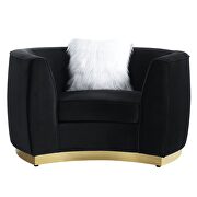 Black velvet upholstery and gold detail on the base sofa by Acme additional picture 12