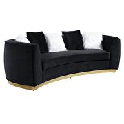 Black velvet upholstery and gold detail on the base sofa by Acme additional picture 3