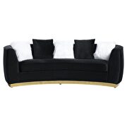 Black velvet upholstery and gold detail on the base sofa by Acme additional picture 4