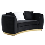 Black velvet upholstery and gold detail on the base sofa by Acme additional picture 8