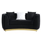 Black velvet upholstery and gold detail on the base loveseat by Acme additional picture 4