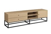 Oak finish and black metal legs TV stand by Acme additional picture 3