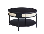 Black finish wooden top & metal legs round coffee table by Acme additional picture 2