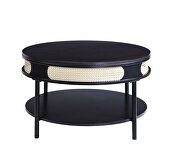 Black finish wooden top & metal legs round coffee table by Acme additional picture 3