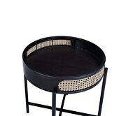 Black finish wooden top & metal legs round end table by Acme additional picture 3