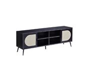 Black finish wooden base & metal legs TV stand by Acme additional picture 2