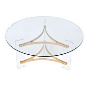 Tempered glass top and gold finish base round coffee table by Acme additional picture 2