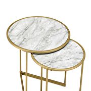 Marble grain top and gold finish round nesting table set by Acme additional picture 4