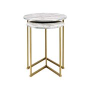 Faux marble top and gold finish round nesting table set by Acme additional picture 3