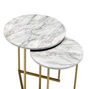 Faux marble top and gold finish round nesting table set by Acme additional picture 4