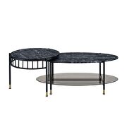 Faux marble top & black finish base 2 pc nesting table set by Acme additional picture 4