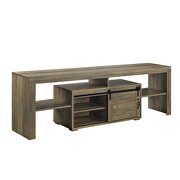 Rustic oak finish sliding barn doors TV stand by Acme additional picture 3