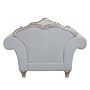 Light gray linen upholstery & platinum finish base floral trim accent sofa by Acme additional picture 15