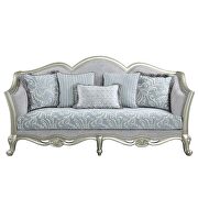 Light gray linen upholstery & champagne finish base sofa by Acme additional picture 4