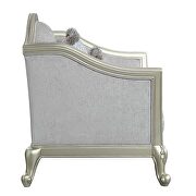 Light gray linen upholstery & champagne finish base chair by Acme additional picture 2