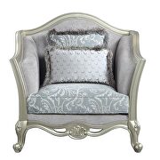 Light gray linen upholstery & champagne finish base chair by Acme additional picture 5