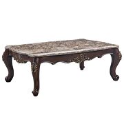 Marble top & cherry finish base golden trim accent coffee table by Acme additional picture 4