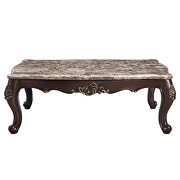 Marble top & cherry finish base golden trim accent coffee table by Acme additional picture 5