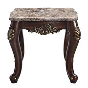 Marble top & cherry finish base golden trim accent coffee table by Acme additional picture 7