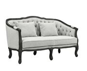 Gray linen & dark brown finish vintage french design sofa by Acme additional picture 6