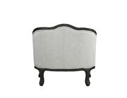 Gray linen & dark brown finish button tufted back cushion chair by Acme additional picture 5