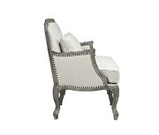 Cream linen & brown finish french cabriole silhouette chair by Acme additional picture 2