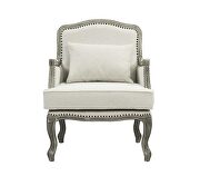 Cream linen & brown finish french cabriole silhouette chair by Acme additional picture 3