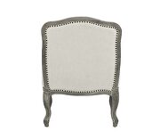 Cream linen & brown finish french cabriole silhouette chair by Acme additional picture 4