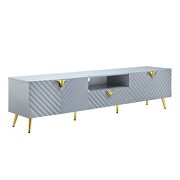 Gray high gloss finish wave pattern design TV stand by Acme additional picture 2