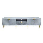 Gray high gloss finish wave pattern design TV stand by Acme additional picture 3