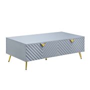 Gray high gloss finish wave pattern design coffee table by Acme additional picture 2