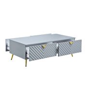 Gray high gloss finish wave pattern design coffee table by Acme additional picture 4