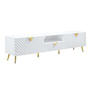 White high gloss finish wave pattern design TV stand by Acme additional picture 2