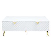 White high gloss finish wave pattern design coffee table by Acme additional picture 3