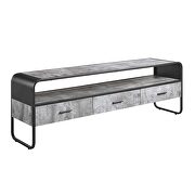 Concrete gray & black finish metal frame curved edges design TV stand by Acme additional picture 2