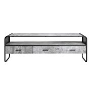 Concrete gray & black finish metal frame curved edges design TV stand by Acme additional picture 3