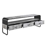 Concrete gray & black finish metal frame curved edges design TV stand by Acme additional picture 4
